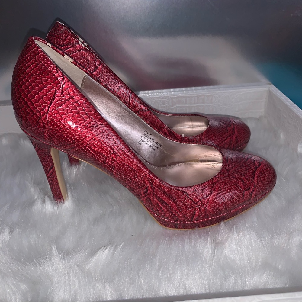 White House Black Market Red High-Heeled Pumps